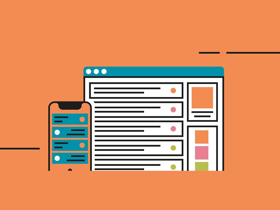 Software-Lösungen; Grafik eines Tablets und Mobilephones